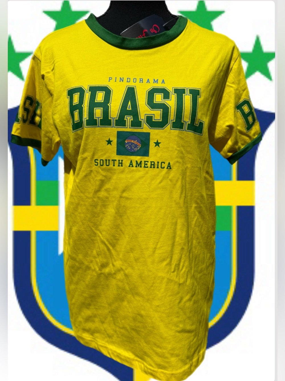 Brasil Yellow & Green Ringer Tee -size L 
Brazil Football T-Shirt new